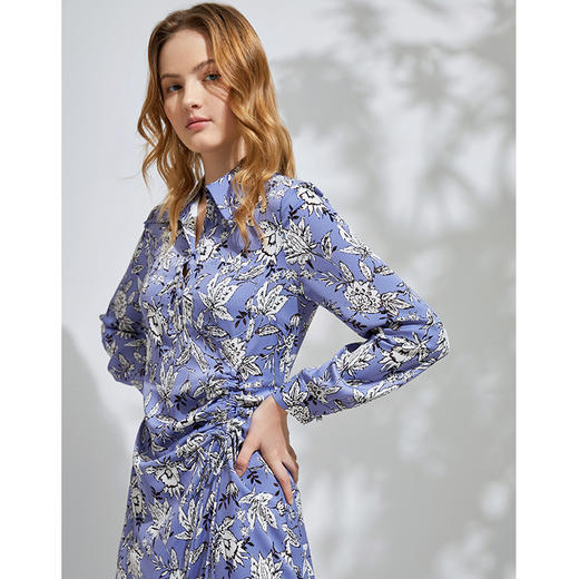 EITIE爱特爱春季新款气质百搭直筒显瘦翻领印花衬衫连衣裙女D2107701 商品图3