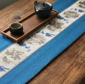 *麻布茶席中国风桌旗麻布茶巾茶垫干泡席中式刺绣茶席茶具茶道配件
