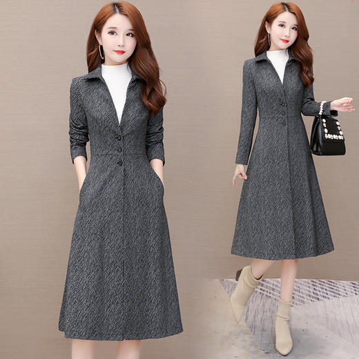 YX-JJ-78527加厚风衣女2020秋季新款韩版气质显瘦减龄中长款大衣外套 商品图0