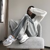 加绒加厚灰色运动裤宽松束脚秋冬高腰直筒阔腿休闲卫裤子显瘦ins 商品缩略图0