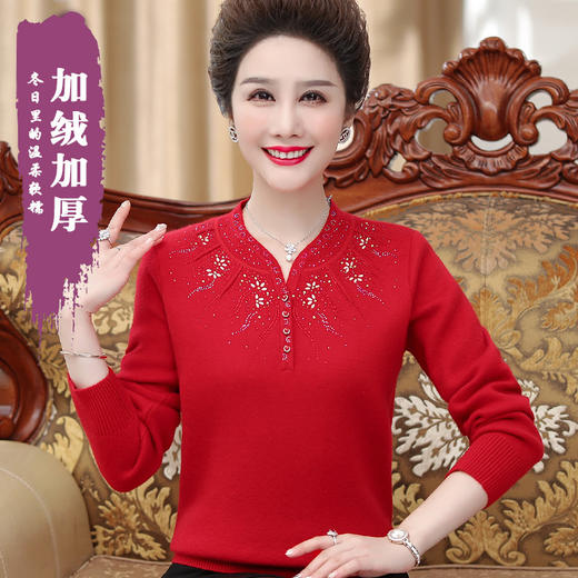 BY-9011中年妈妈毛衣加绒加厚羊毛一体绒不掉毛女装秋冬洋气保暖上衣 商品图3