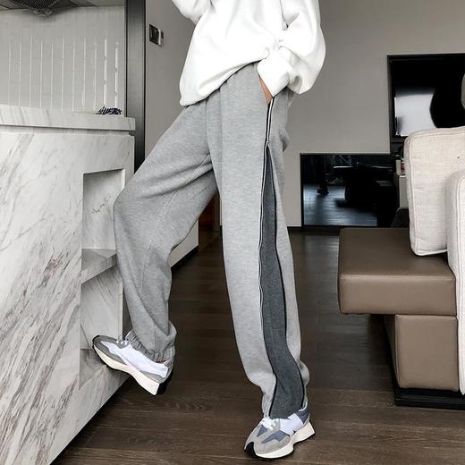 加绒加厚灰色运动裤宽松束脚秋冬高腰直筒阔腿休闲卫裤子显瘦ins 商品图2