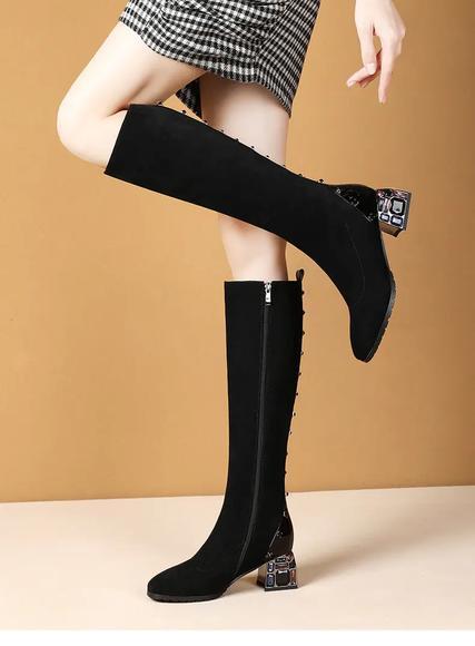 BY-SF-X793水钻中跟时尚百搭高靴 商品图4