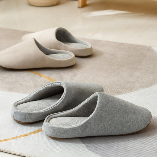 老米优品 /M*JI代工❤日式家居拖鞋, 秋冬保暖加绒家居拖鞋。纯色全棉，情侣地板拖鞋静音，秋冬加绒拖鞋 商品图0