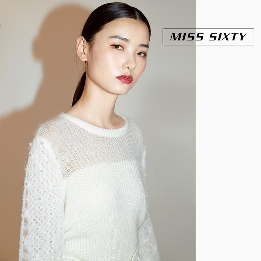 Miss Sixty2020冬季新款拼接珍珠纱毛织长袖套头衫女604RJ1050000 商品图1