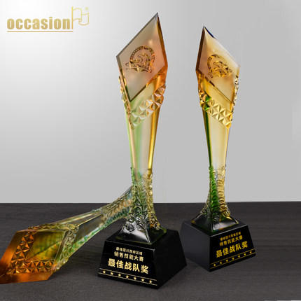 创意高档琉璃奖杯定制公司年会优秀员工颁奖水晶奖杯制作纪念定做 商品图0