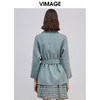 VIMAGE纬漫纪品牌女装冬款不对称翻领收腰羊毛呢大衣外套V1414019D 商品缩略图3