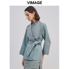 VIMAGE纬漫纪品牌女装冬款不对称翻领收腰羊毛呢大衣外套V1414019D 商品缩略图1