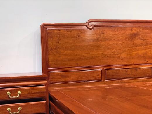 红桥红  家具严选  缅甸花梨（大果紫檀）  【180 如意素面大脚 高低床 三件套】 商品图1