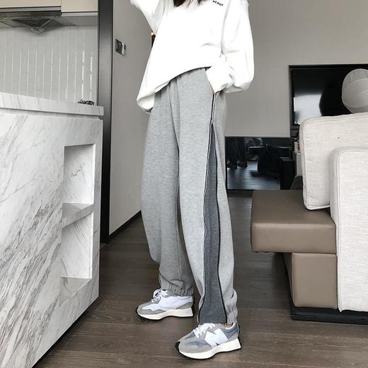 加绒加厚灰色运动裤宽松束脚秋冬高腰直筒阔腿休闲卫裤子显瘦ins 商品图4