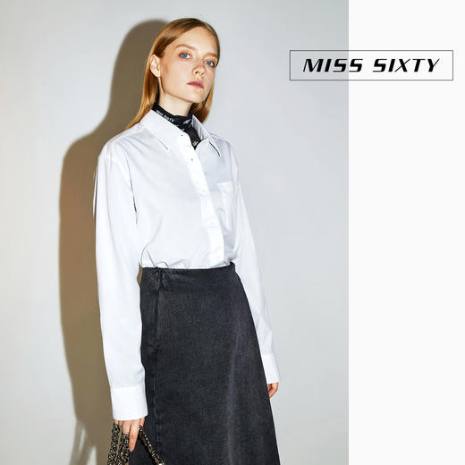 Miss Sixty2020冬季新款纯棉中长款翻领长袖衬衫女604XJ3150000 商品图1