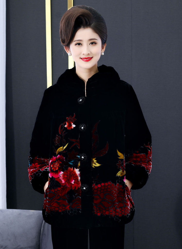 ztx-21冬季新款丝民族风桑蚕丝真丝绒棉袄