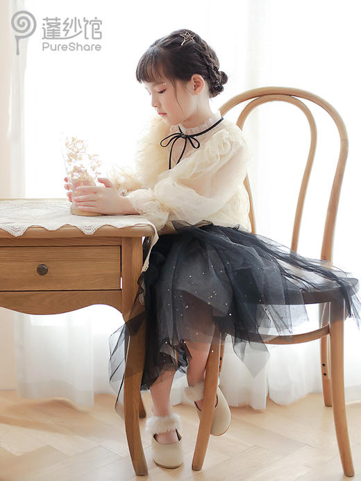 【非质量问题不退换】-米色桃心上衣 黑纱柳条半裙 商品图2