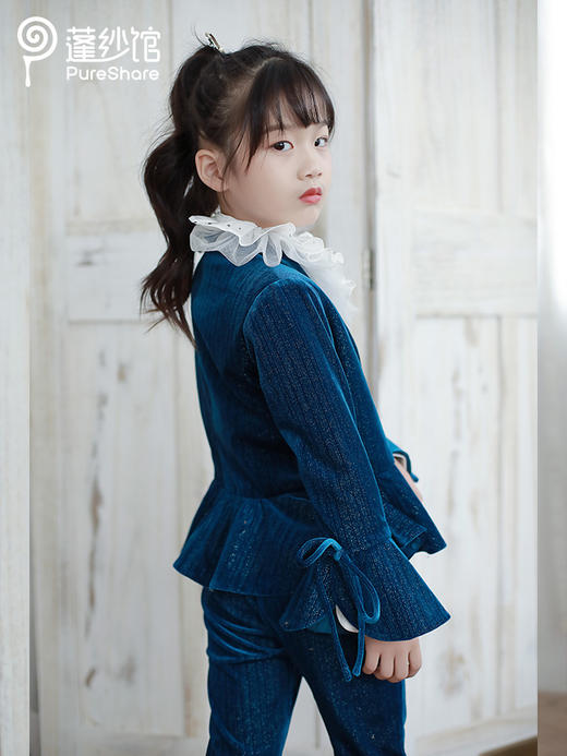 非质量问题不退换哦~pureshare 女童西服套装秋新款洋气潮大童演出西装套装蓝飞燕西装 商品图3
