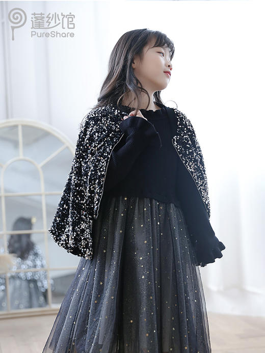 非质量问题不退换哦~pureshare 女童外套秋冬新款亮片可爱气质洋气大童亲子满天星外套 商品图4