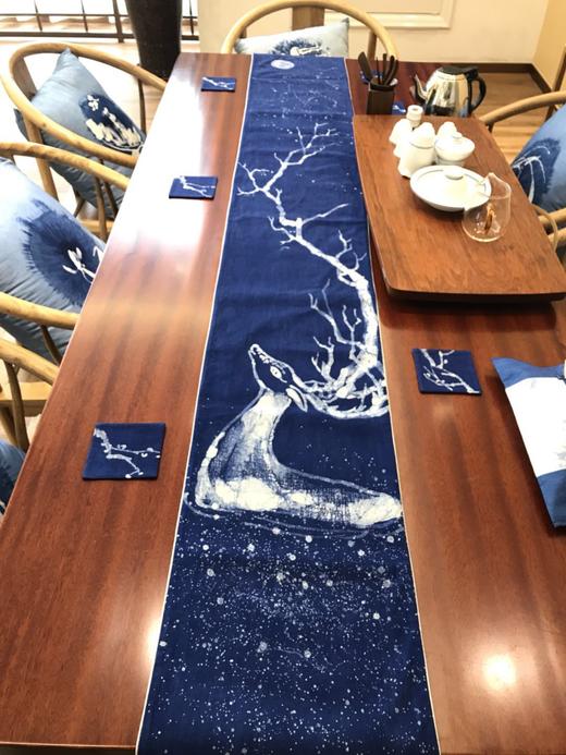 青云染·植物染手工蜡染长款茶席桌席杯垫 商品图1