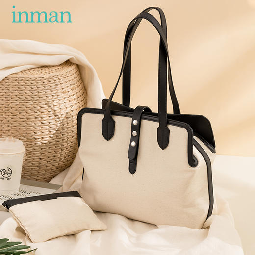 茵曼新款帆布包女斜挎韩版原宿ulzzang大容量手提单肩托特包