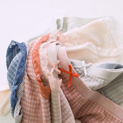 3条棉质档无痕内裤中低腰甜美蕾丝学生少女三角裤 商品图1