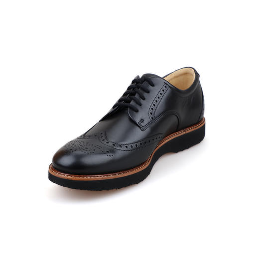 #限时特价#葡萄牙原产手工制作高品质超舒适翼型雕花布洛克男士商务休闲皮鞋黑色M2130（超轻款） 商品图3