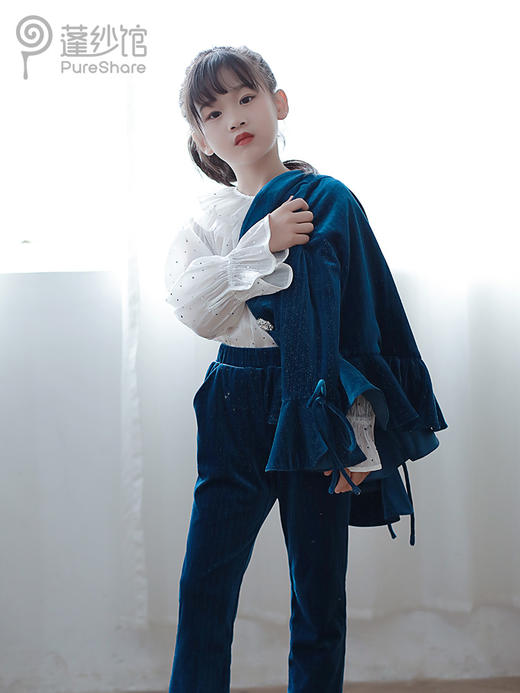 非质量问题不退换哦~pureshare 女童西服套装秋新款洋气潮大童演出西装套装蓝飞燕西装 商品图0