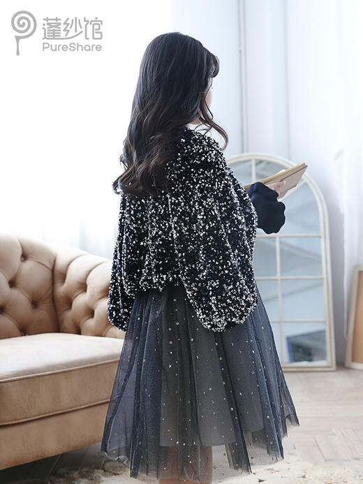 非质量问题不退换哦~pureshare 女童外套秋冬新款亮片可爱气质洋气大童亲子满天星外套 商品图2