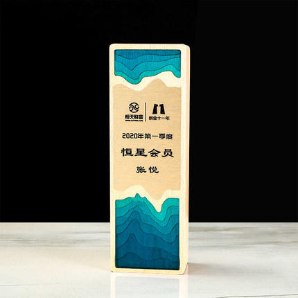 水晶创意新款木质奖杯定制定做五角星实木奖牌年会优秀员工 商品图1