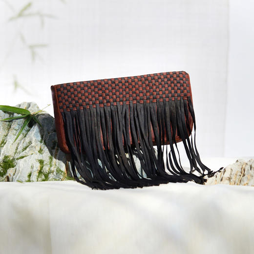 TANGY Collection 天意莨绸香云纱流苏礼服包L164437F 商品图0