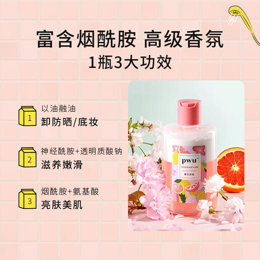 【浴后嫩滑】PWU奶盖沐浴露樱花西柚醉醉桃桃摇摇沐浴油350ml  SC 商品图5