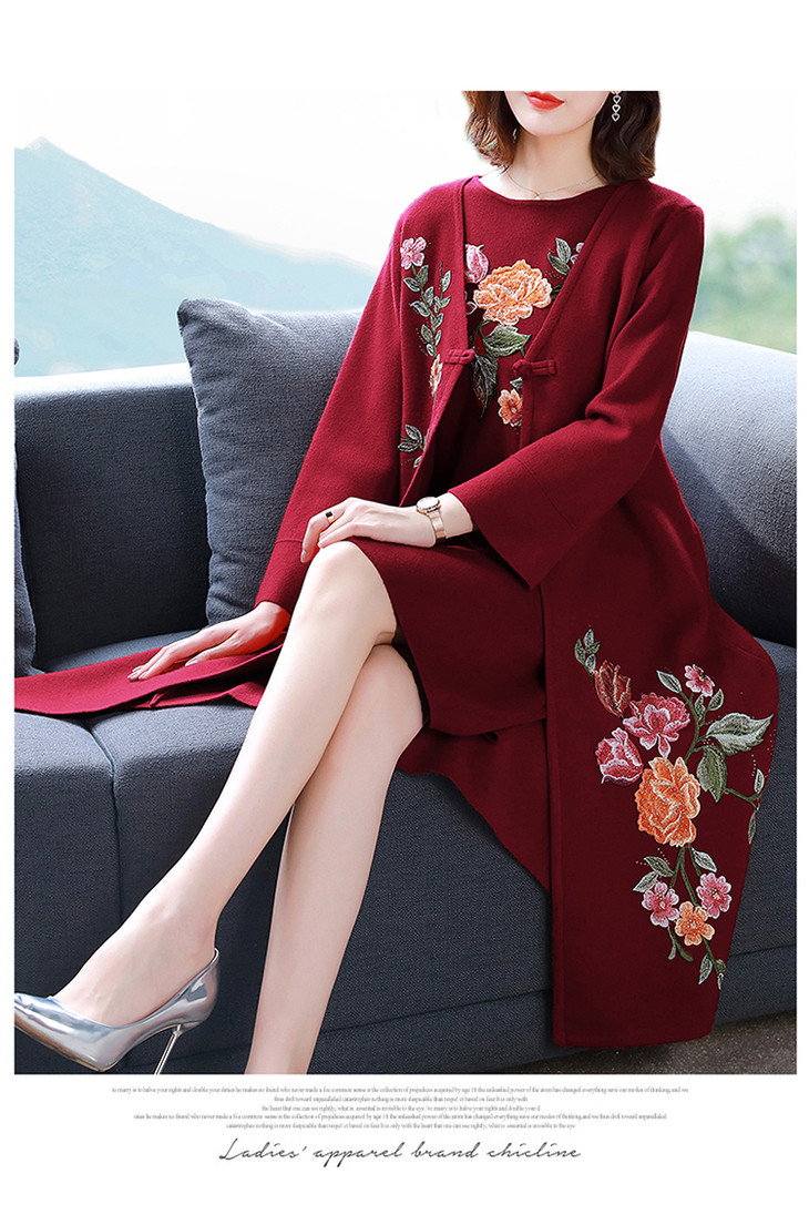 高贵典雅舒适大气羊毛针织镶钻婚宴礼服两件套xx4336