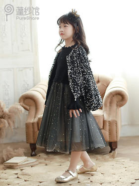 非质量问题不退换哦~pureshare 女童外套秋冬新款亮片可爱气质洋气大童亲子满天星外套