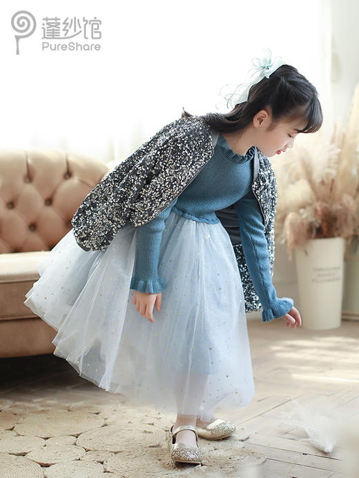 非质量问题不退换哦~pureshare 女童外套秋冬新款亮片可爱气质洋气大童亲子满天星外套 商品图1