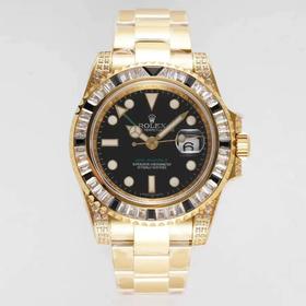 ROF劳li士格林尼治ll后镶钻定制版！每一颗钻石/彩宝均来自奥地利（施华洛世奇原产地）精钢表带，密底，男士腕表，自动机械机芯