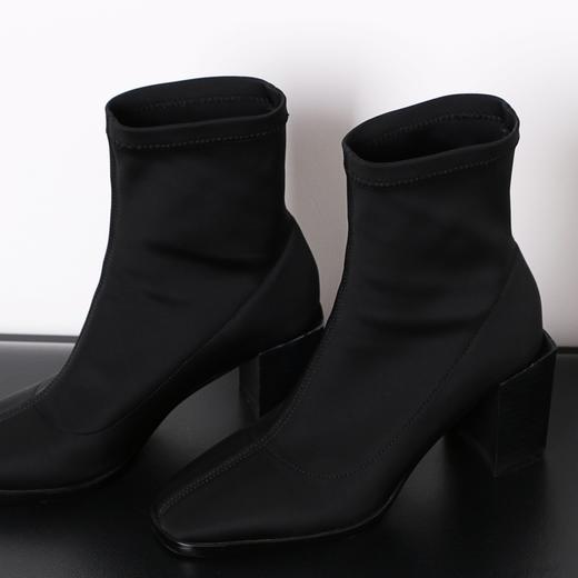 特价#时尚弹力方跟显瘦中筒靴鞋