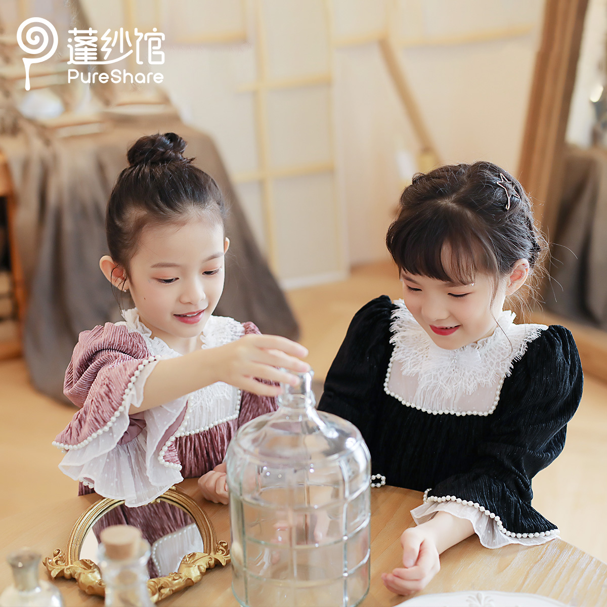 非质量问题不退换~pureshare 女童连衣裙秋秋装新款洋气气质大童宝宝可爱珊瑚裙