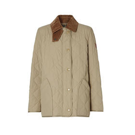 【二】BURBERRY 巴宝莉 女士菱形绗缝尼龙夹克棉服 卡其色 8021468 A1366