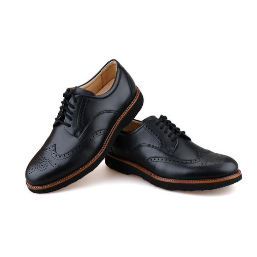 #限时特价#葡萄牙原产手工制作高品质超舒适翼型雕花布洛克男士商务休闲皮鞋黑色M2130（超轻款） 商品图5