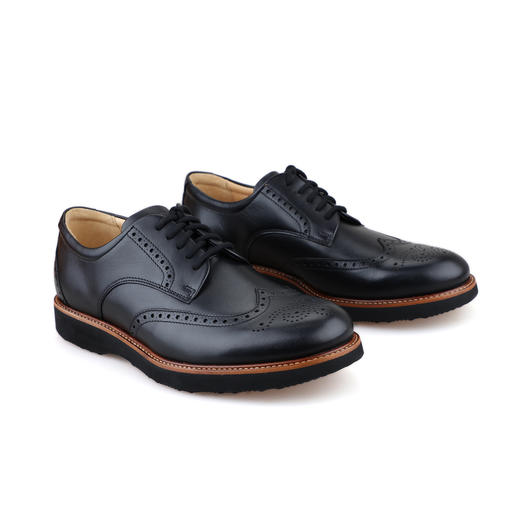 #限时特价#葡萄牙原产手工制作高品质超舒适翼型雕花布洛克男士商务休闲皮鞋黑色M2130（超轻款） 商品图6