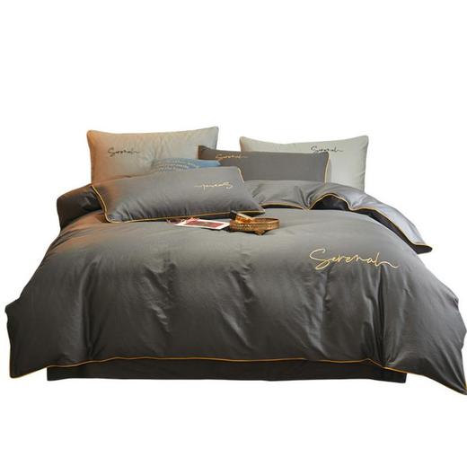 *刺绣纯棉轻奢四件套 全棉纯色床单被套床品套件 北欧简约床上用品 商品图4