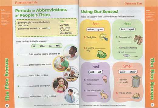 技能铅笔刀语法与标点 一年级 英文原版 Skill Sharpeners Grammar Punctuation Grade 1 美国加州小学英语教辅 英文版进口书 商品图2