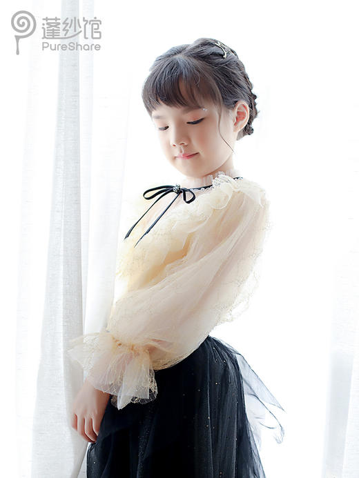 【非质量问题不退换】-米色桃心上衣 黑纱柳条半裙 商品图4