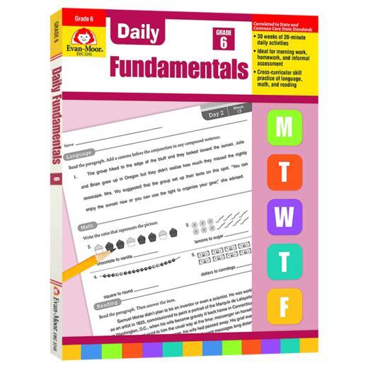 每日练习系列 基础综合练习六年级 完整版 英文原版 Daily Fundamentals Grade 6 Teacher Edition 美国加州小学英语教辅 商品图0