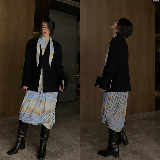 HIDEMI小羊皮女鞋经典小方头方跟长靴 商品图3