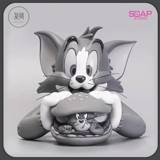 现货soap猫和老鼠汉堡半胸像灰色版潮玩摆件