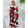 EITIE爱特爱春季新款气质半高领时尚几何撞色印花收腰连衣裙6107801 商品缩略图4