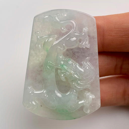 派瑞翡翠 翡翠龙牌挂件 糯种 飘绿花 商品图2