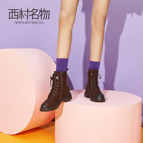 西村名物2020年冬季新款马丁靴女低跟时尚复古短靴T29DS40671
