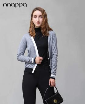 nnappa撞色边针织外套7199