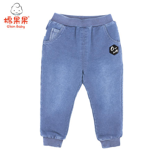 棉果果冬季男童男宝牛仔裤夹棉加厚针织长裤M412200820720 商品图0
