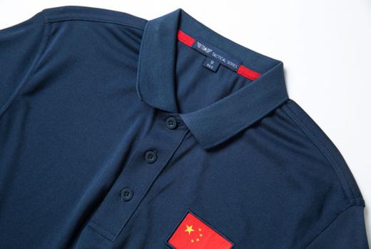 短袖POLO衫-CoolMax酷麦克斯-刺绣红旗和TBM八字作训徽章-藏蓝色 商品图3