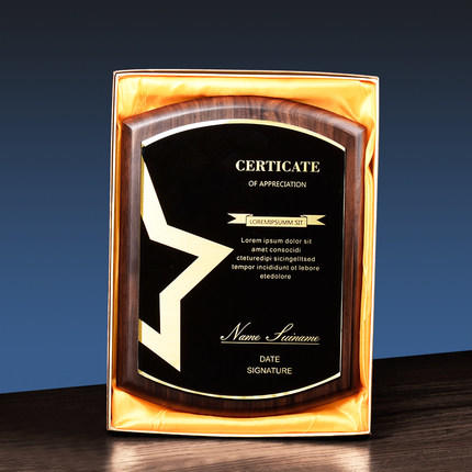 黑胡桃奖牌授权牌创意定制定做证书水晶奖杯实木质荣誉牌匾制作 商品图4